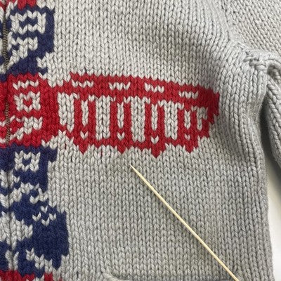 Vintage Totem Pole Thunderbird Wool Knit Cowichan Sweater Large Native