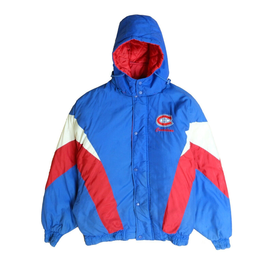 Vintage Montreal Canadiens Chalk Line Puffer Jacket Size 2XL Blue 90s NHL