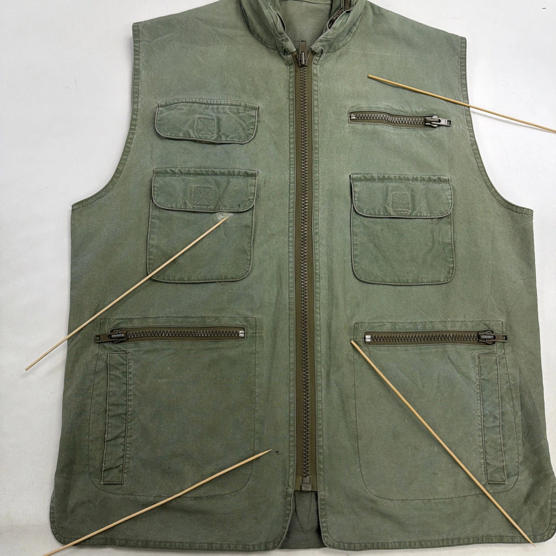 Vintage Banana Republic Safari Utility Vest Jacket Large Green Photojournalist
