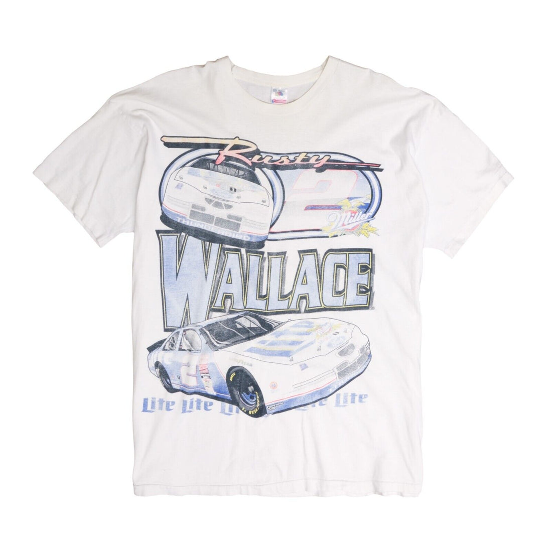 Vintage Rusty Wallace Midnight Rider Miller Lite Racing T-Shirt 3XL 90s NASCAR