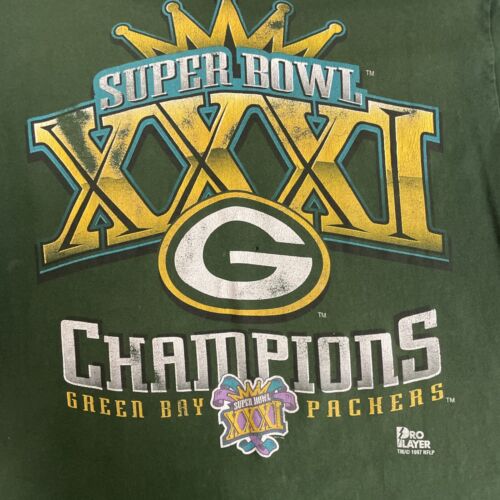 Vintage Green Bay Packers Super Bowl XXXI T-Shirt Size Large 1997 90s NFL