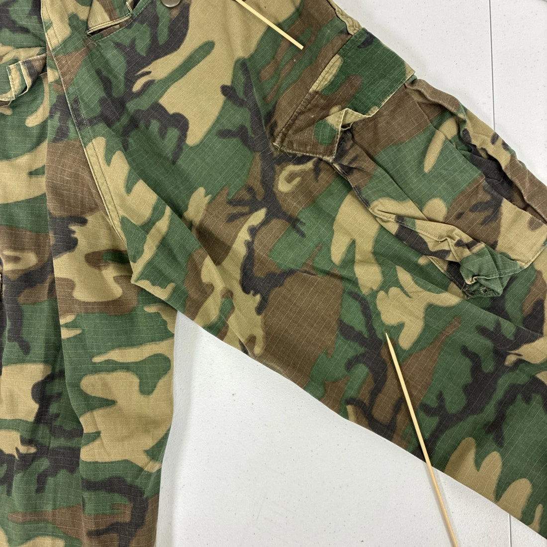 Military Hot Weather Woodland Camo Cargo Utility Trousers Pants Size Small