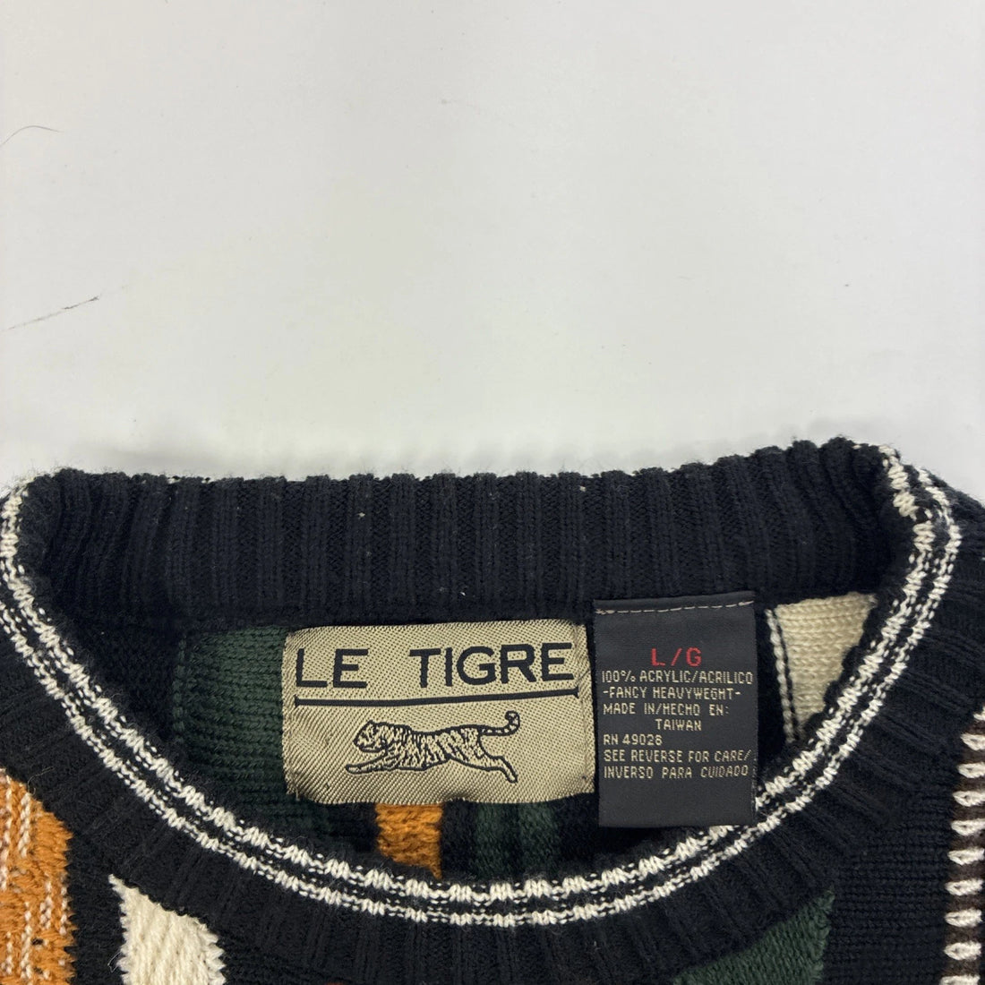 Vintage Le Tigre 3D Knit Crewneck Sweater Size Large