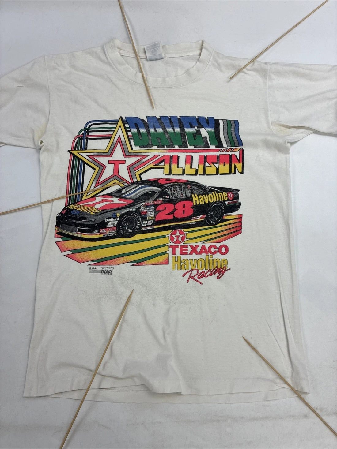 Vintage Davey Allison Texaco Havoline Racing T-Shirt Size Medium 1991 90s