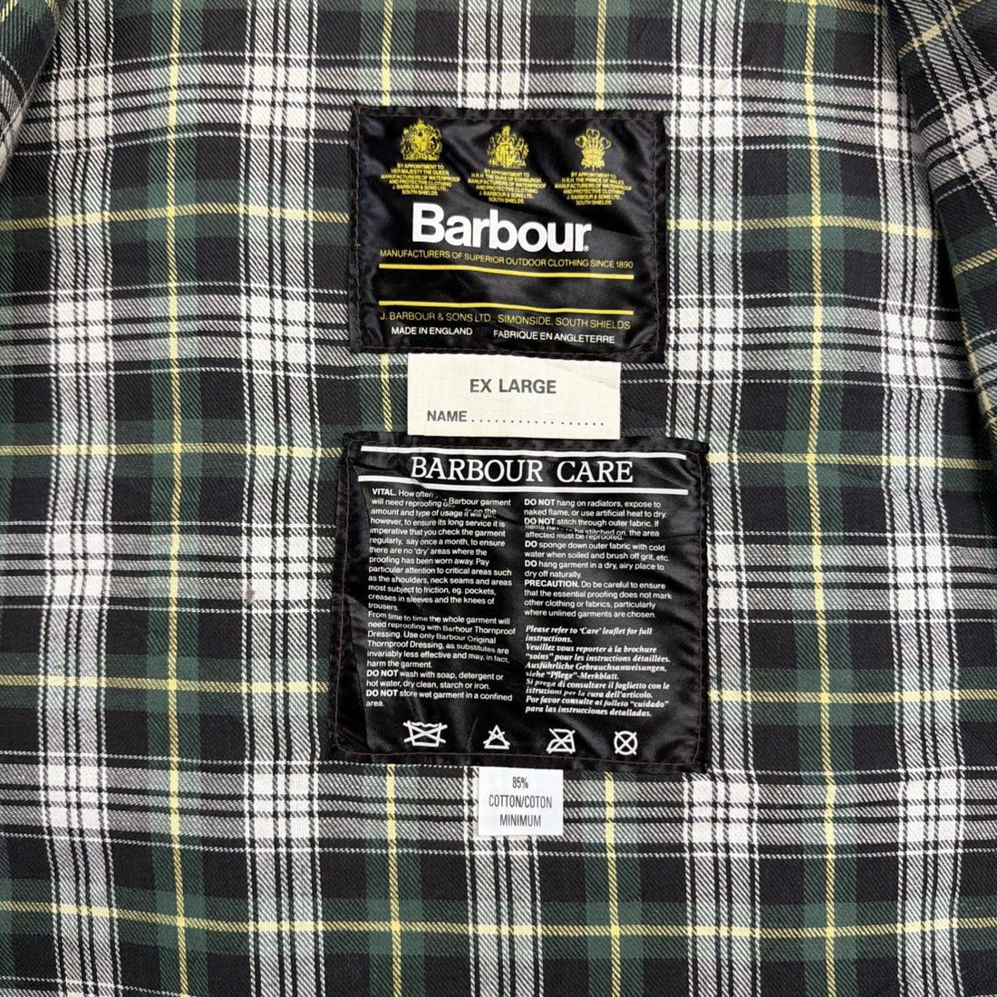 Barbour Waxed Cotton Vest Jacket XL Green Corduroy Collar