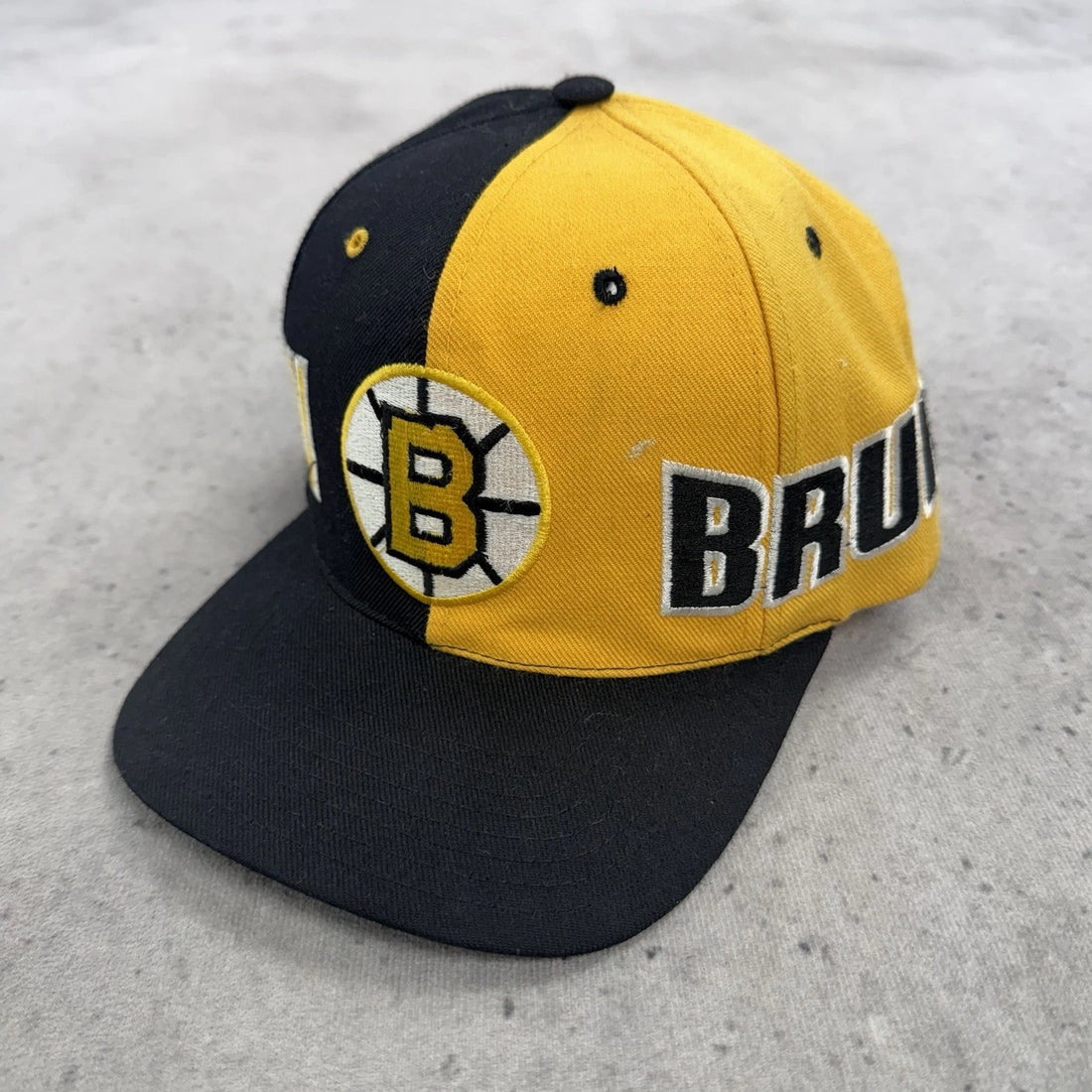 Boston Bruins Split Two Tone Wool Snapback Hat Cap OSFA NHL