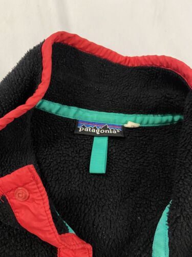 Vintage Patagonia Snap T Fleece Jacket Size Large Black Red