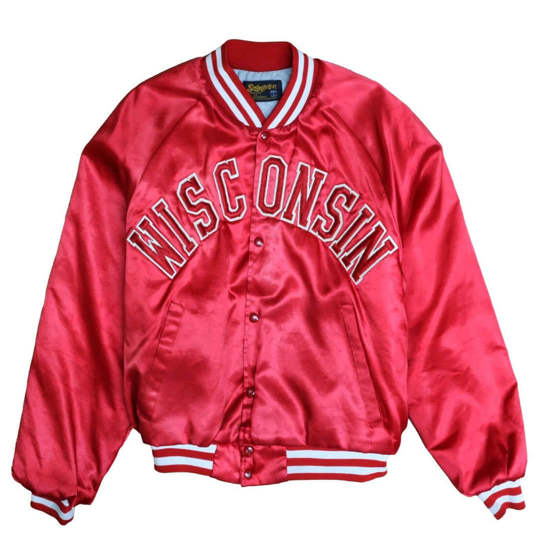Vintage Wisconsin Badgers Satin Bomber Jacket Size Large NCAA
