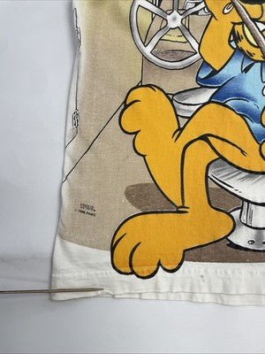 Vintage Garfield Fishing T-Shirt Size Medium All Over Print 1996 90s