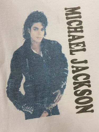 Vintage Michael Jackson Bad T-Shirt Size Large White Music Tee 90s