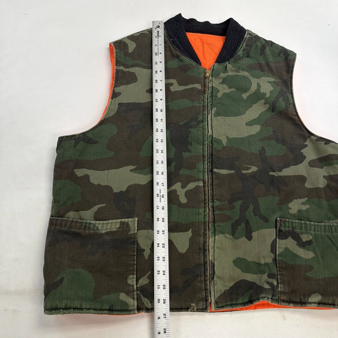 Vintage Hunting Camo Vest Jacket Size XL Reversible 50s 60s