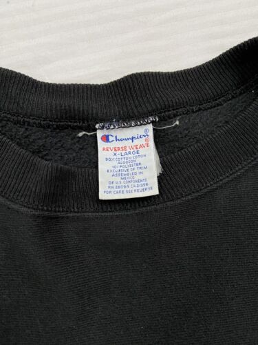 Vintage Champion Reverse Weave Blank Sweatshirt Crewneck Size XL Black 90s