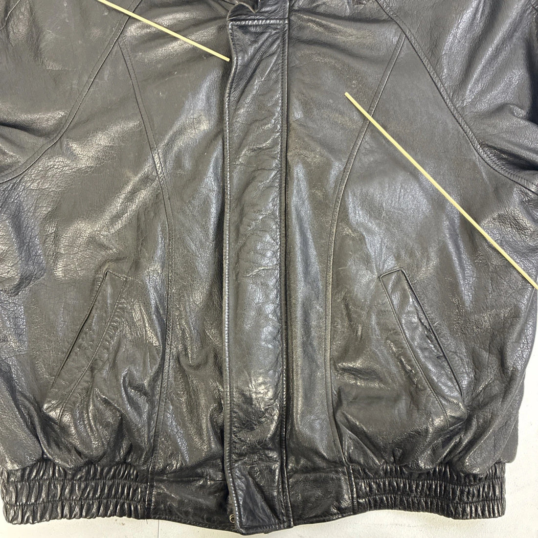 Vintage London Fog Leather Bomber Jacket Size Large Black