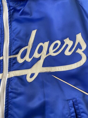 Vintage Los Angeles Dodgers Satin Bomber Jacket Size Medium Blue