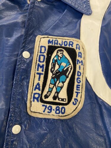 Vintage Cornwall Domtar Midgets Hockey Leather Varsity Jacket Medium 70s 80s
