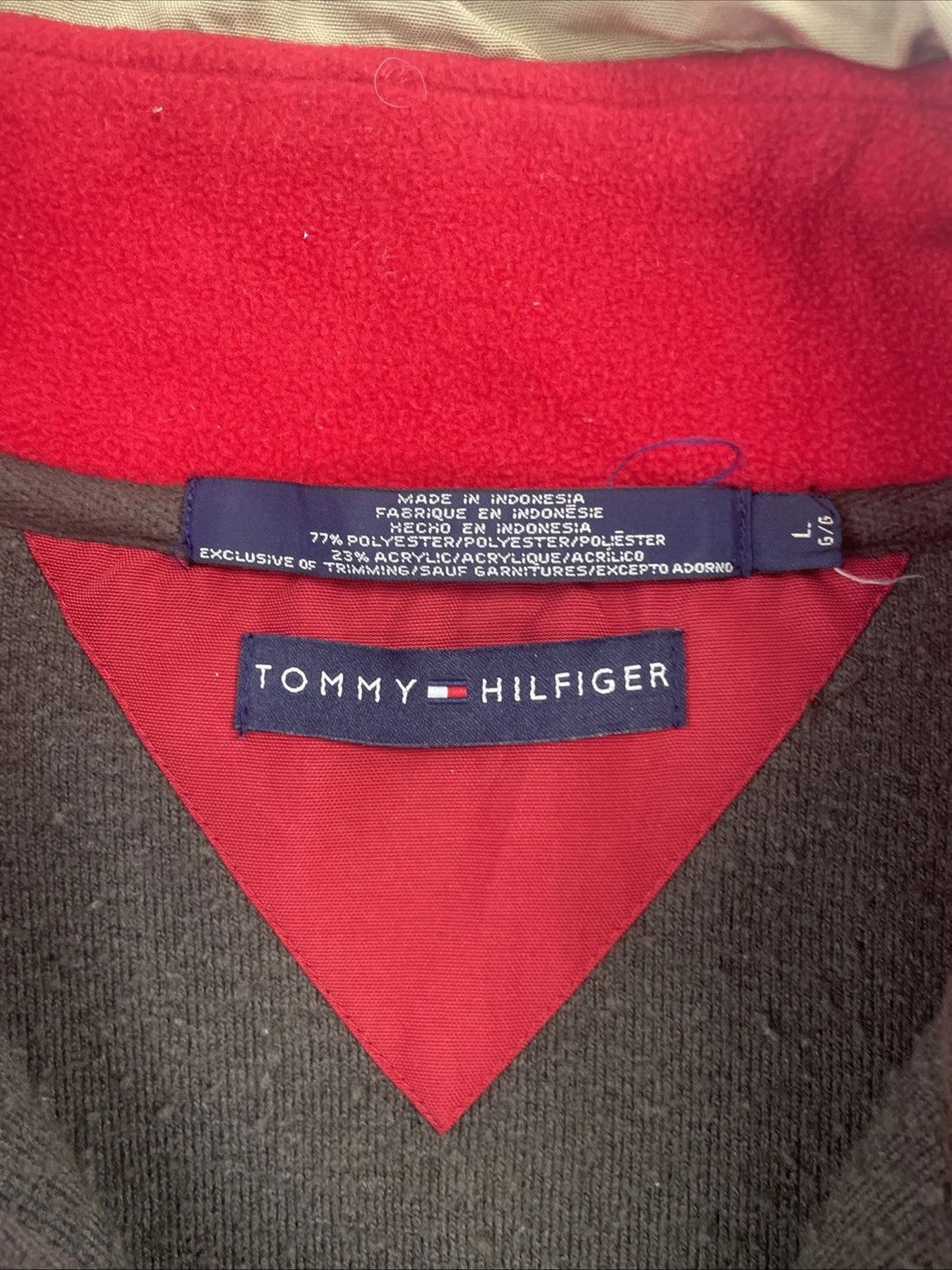 Tommy Hilfiger 1/4 Zip Pullover Fleece Jacket Size Large
