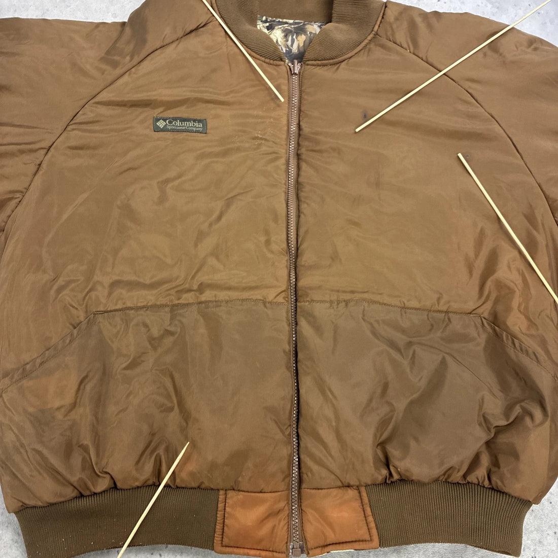 Columbia Reversible Break Up Camo Hunting Bomber Jacket Size XL