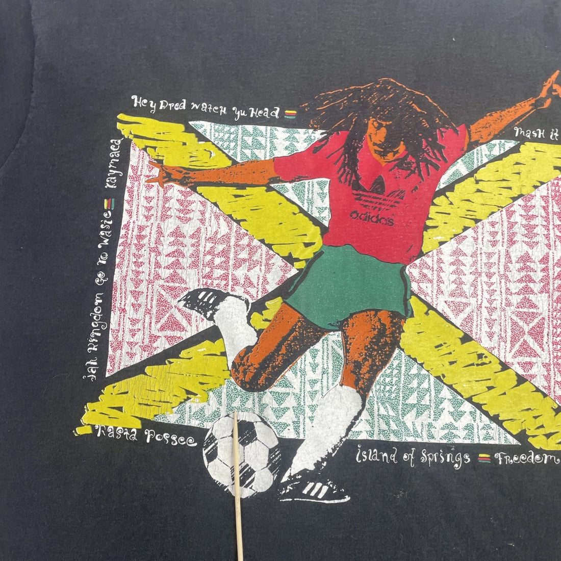 Vintage Adidas Jamaica Soccer T-Shirt Size Large Bunny Wailer Bob Marley Rasta
