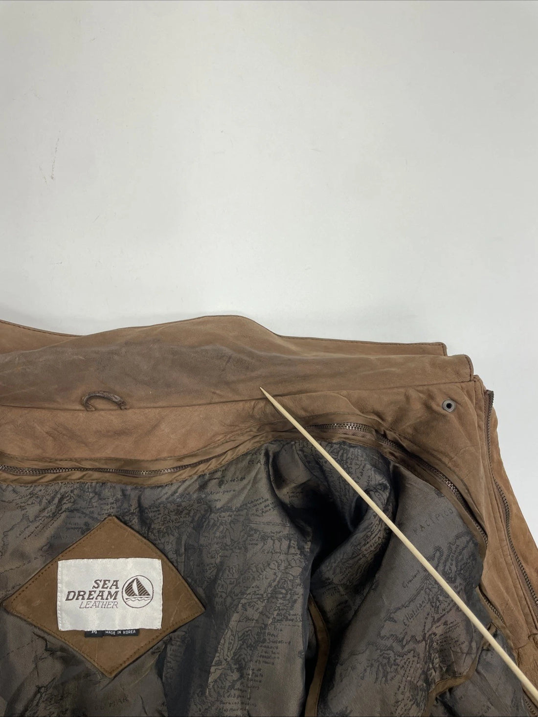 Vintage Sea Dream Leather Suede Bomber Jacket Size Medium Brown