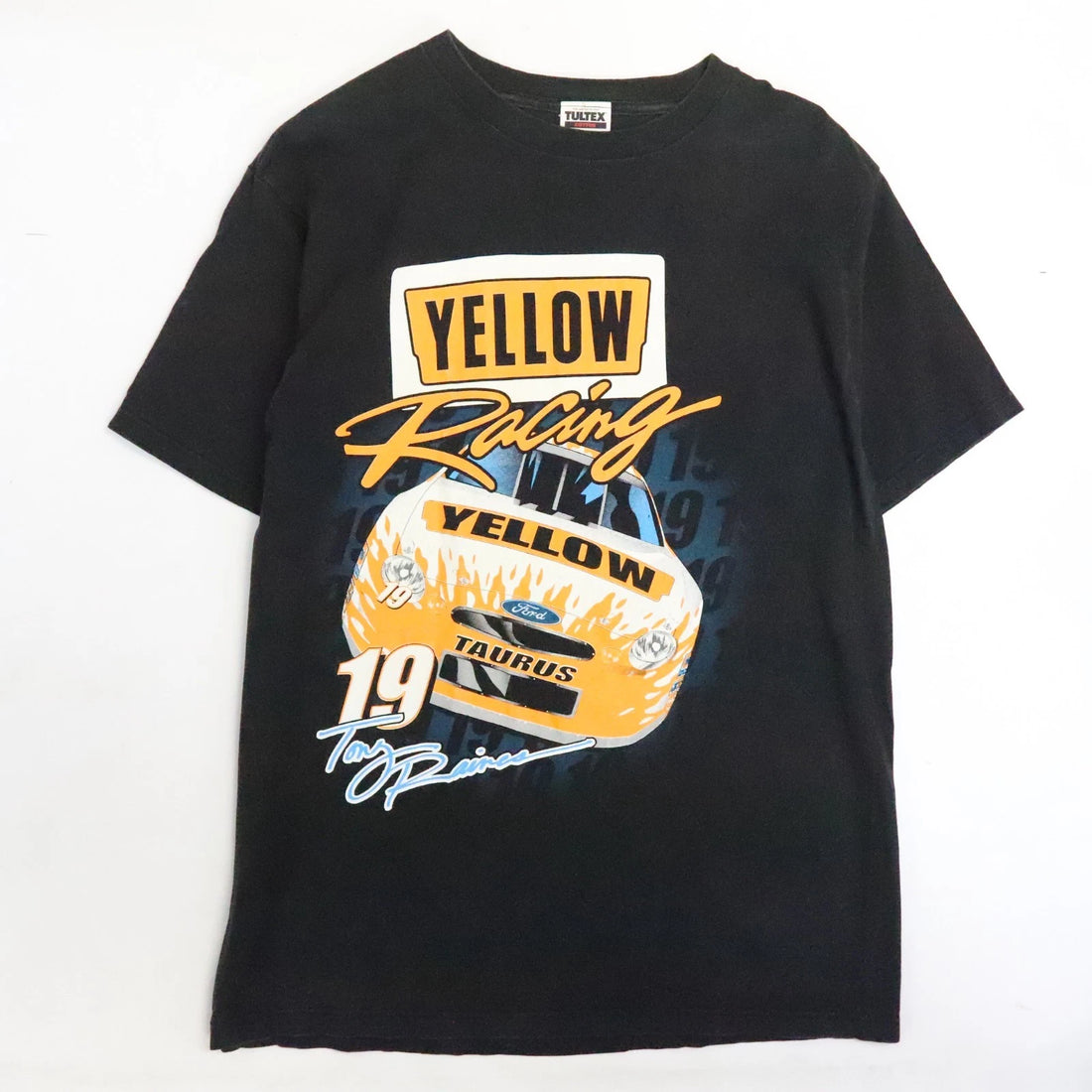 Vintage Tony Raines Yellow Racing T-Shirt Size XL Double Sided