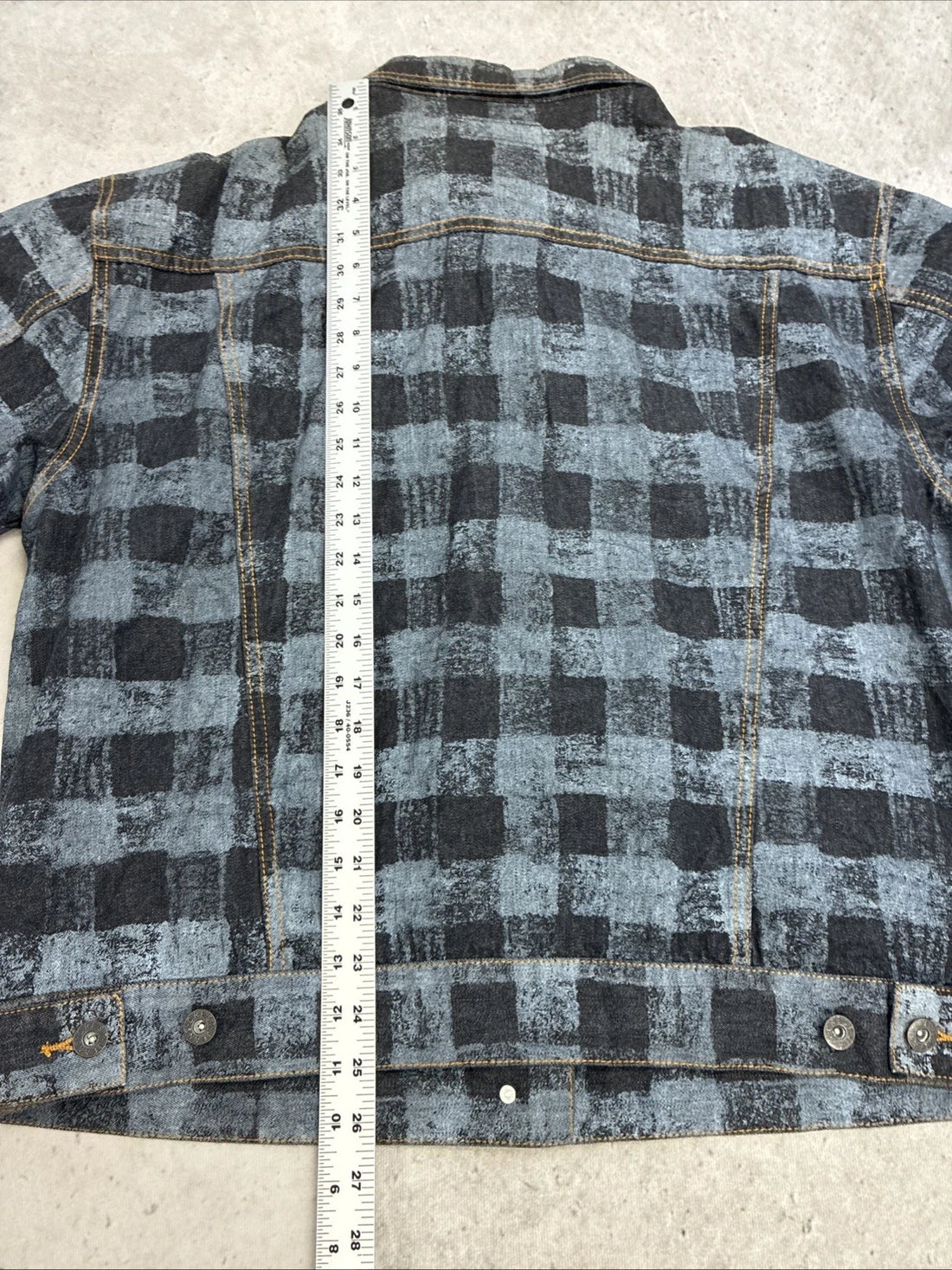 Vintage Checkered Denim Jacket Size XL Y2K