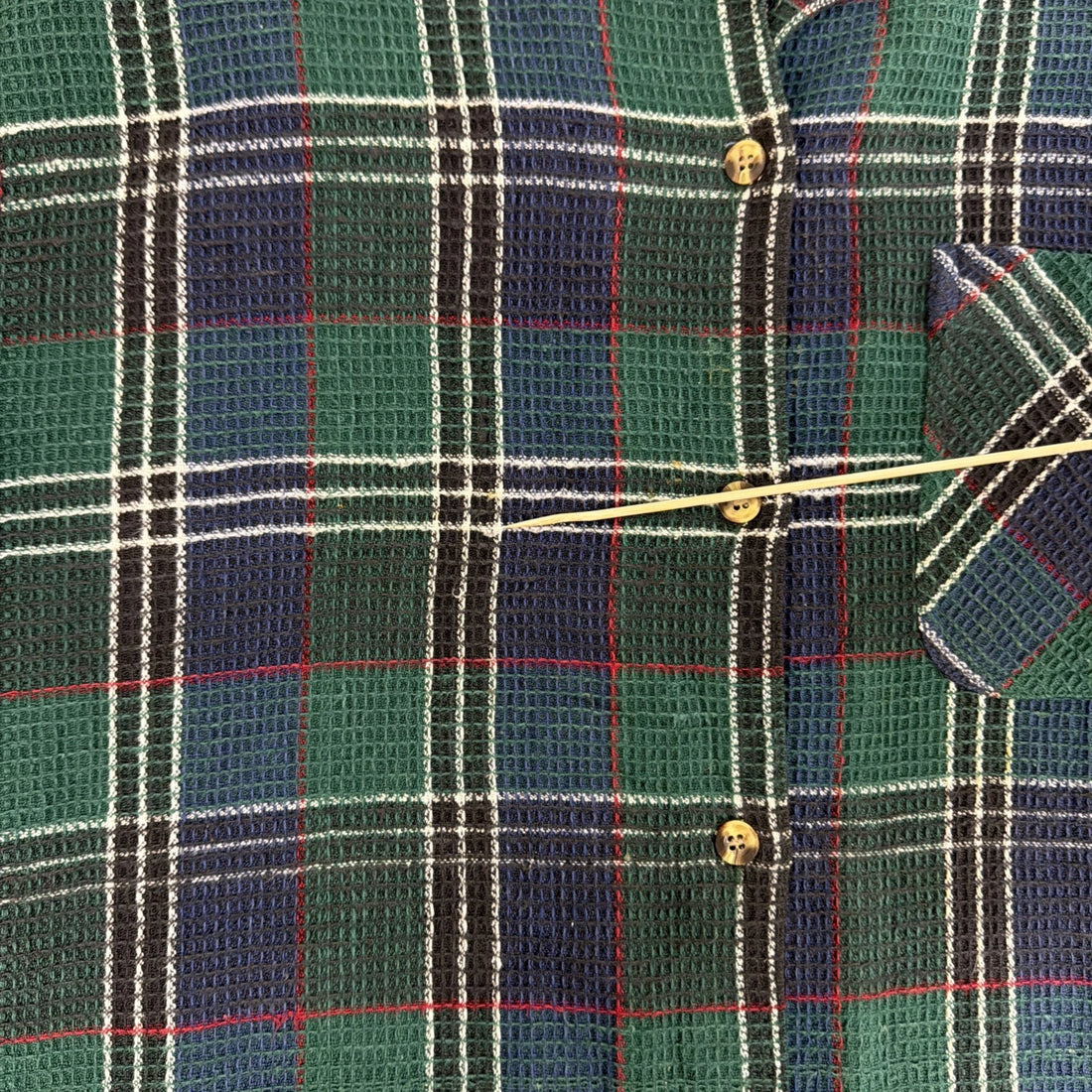 Vintage BCW Thermal Waffle Button Up Shirt Size Large Plaid