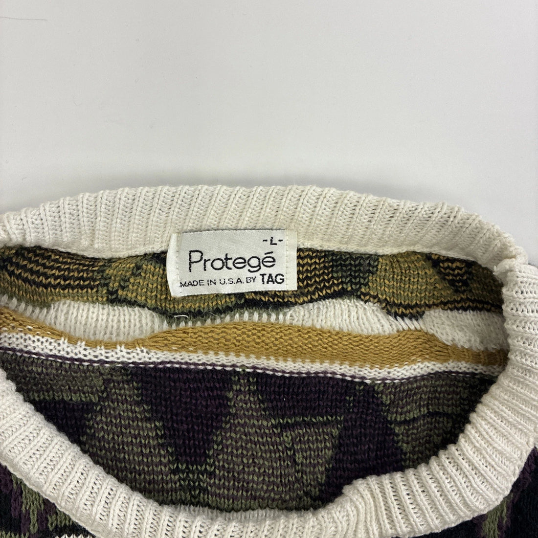 Vintage Protege 3D Knit Crewneck Sweater Size Large