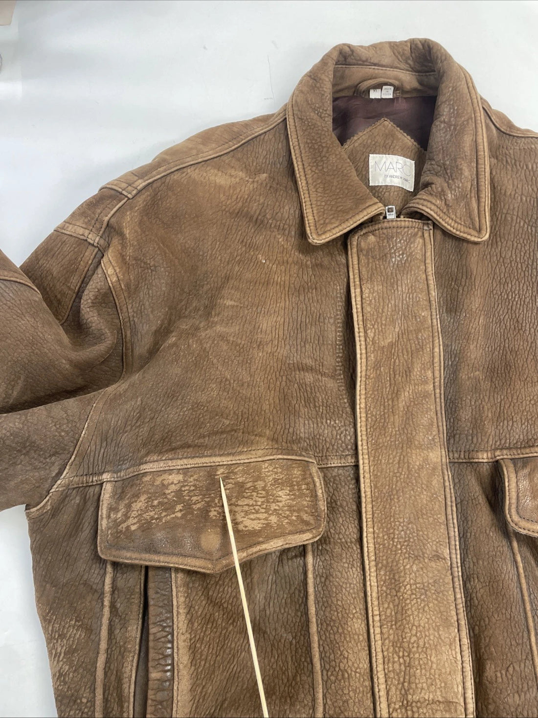 Vintage Andrew Marc Bomber Leather Jacket Size XL Brown