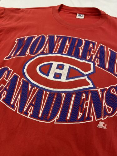 Vintage Montreal Canadiens Starter T-Shirt Size XL Red 90s NHL