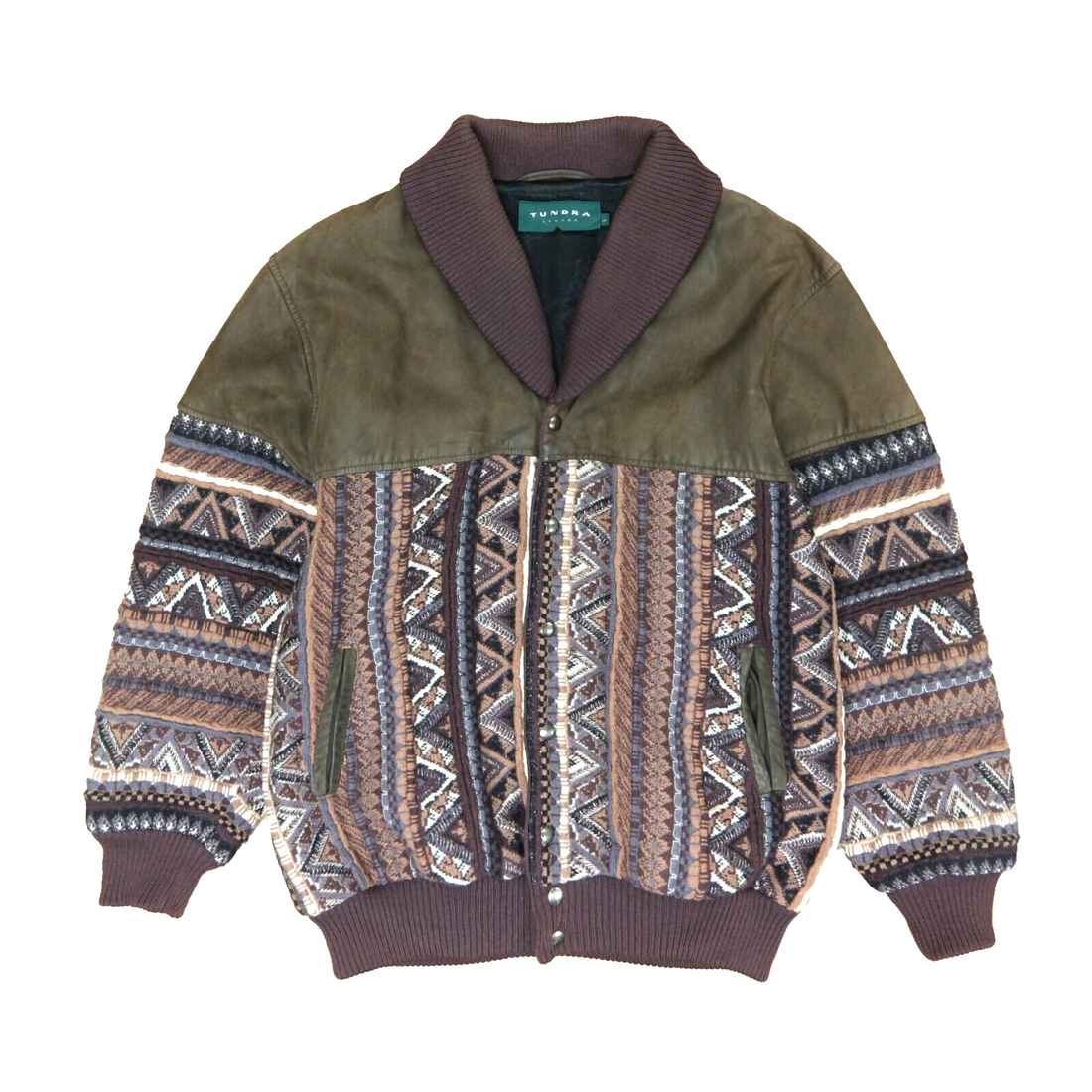 Vintage Tundra Waxed Cardigan Coat Jacket Size Large Brown 90s