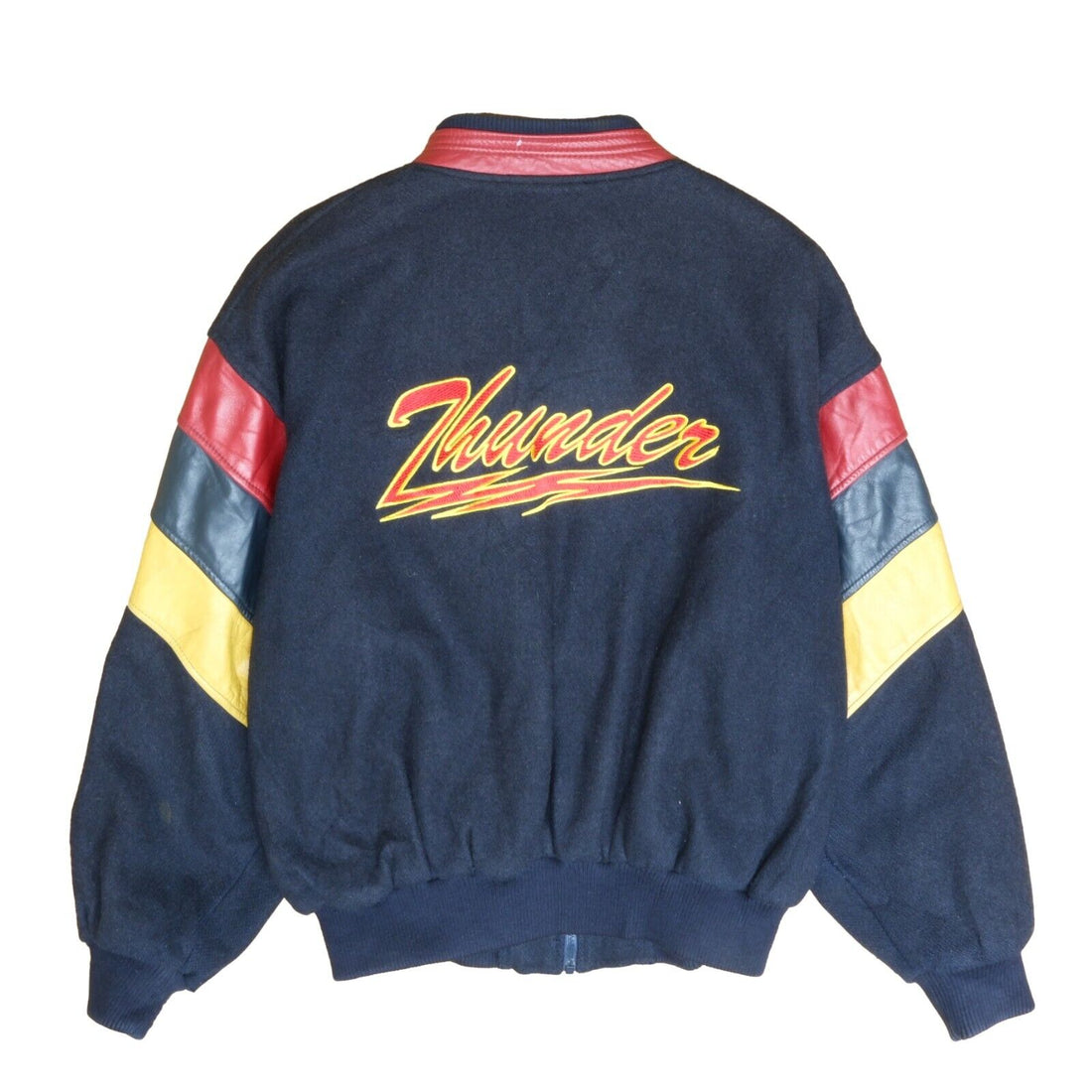 Vintage Midland Thunder Hockey Wool Leather Varsity Bomber Jacket Size XL