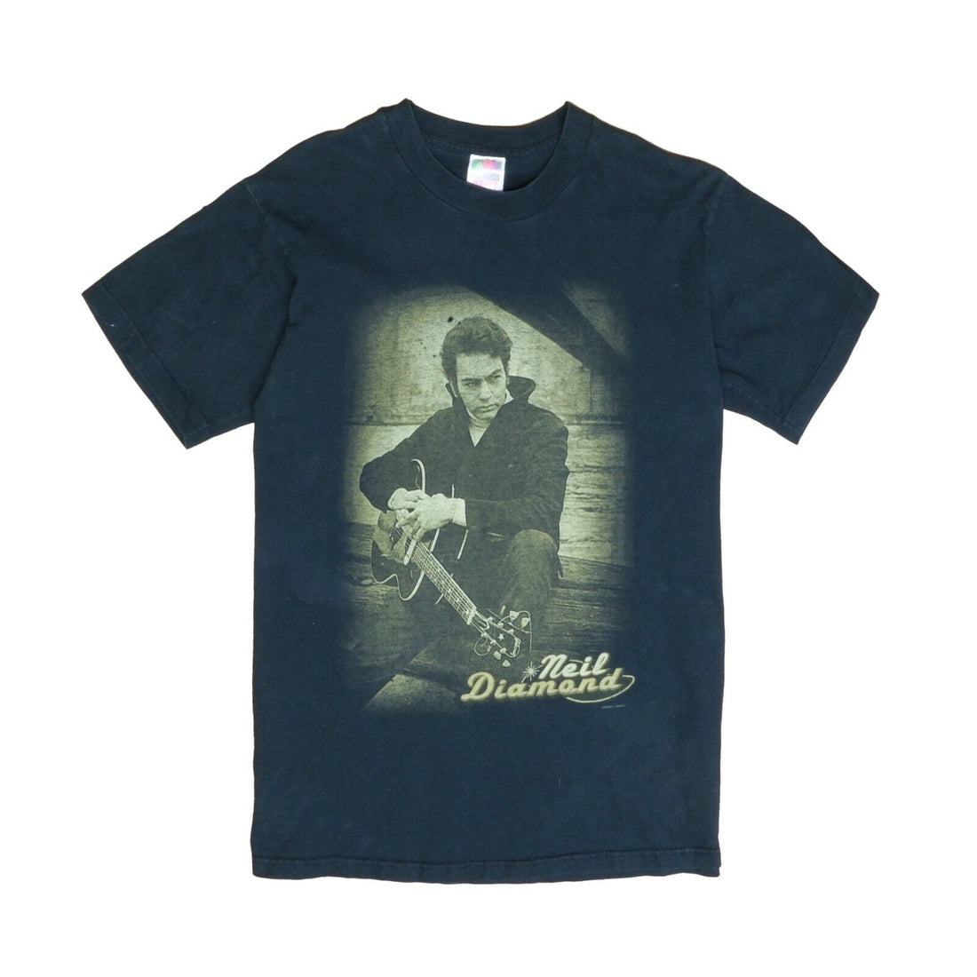 Vintage Neil Diamond T-Shirt Size Medium Black Guitar Music Tee 1998 90s