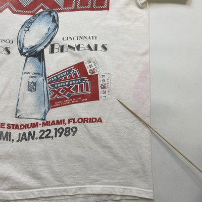 Vintage San Francisco 49ers Bengals Super Bowl XXIII T-Shirt Large 1989 80s NFL