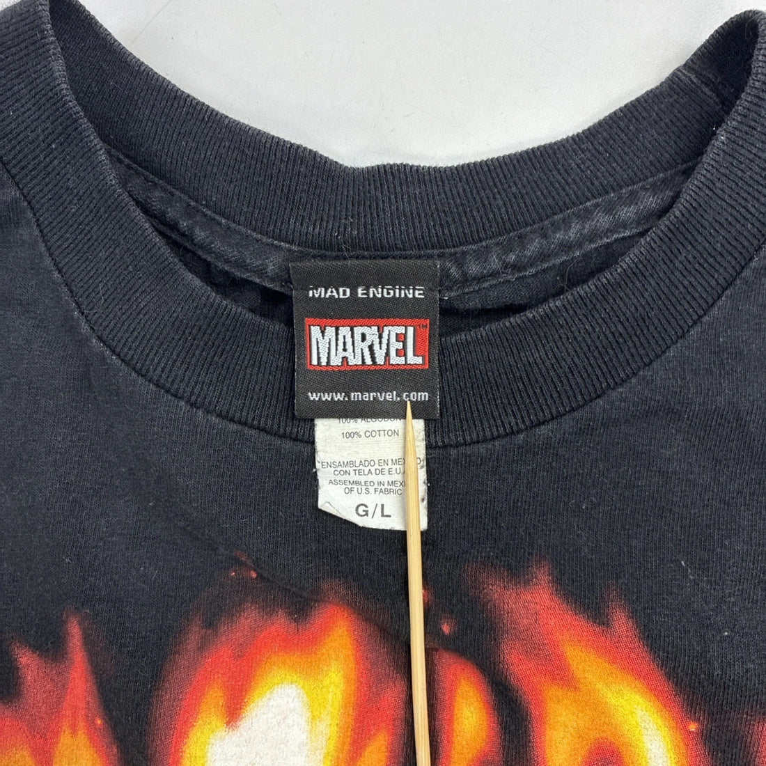 Vintage Punisher Flame Skull Marvel Mad Engine T-Shirt Size Large 2004