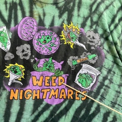 Vintage Weed Nightmares Tie Dye T-Shirt Size Large Marijuana