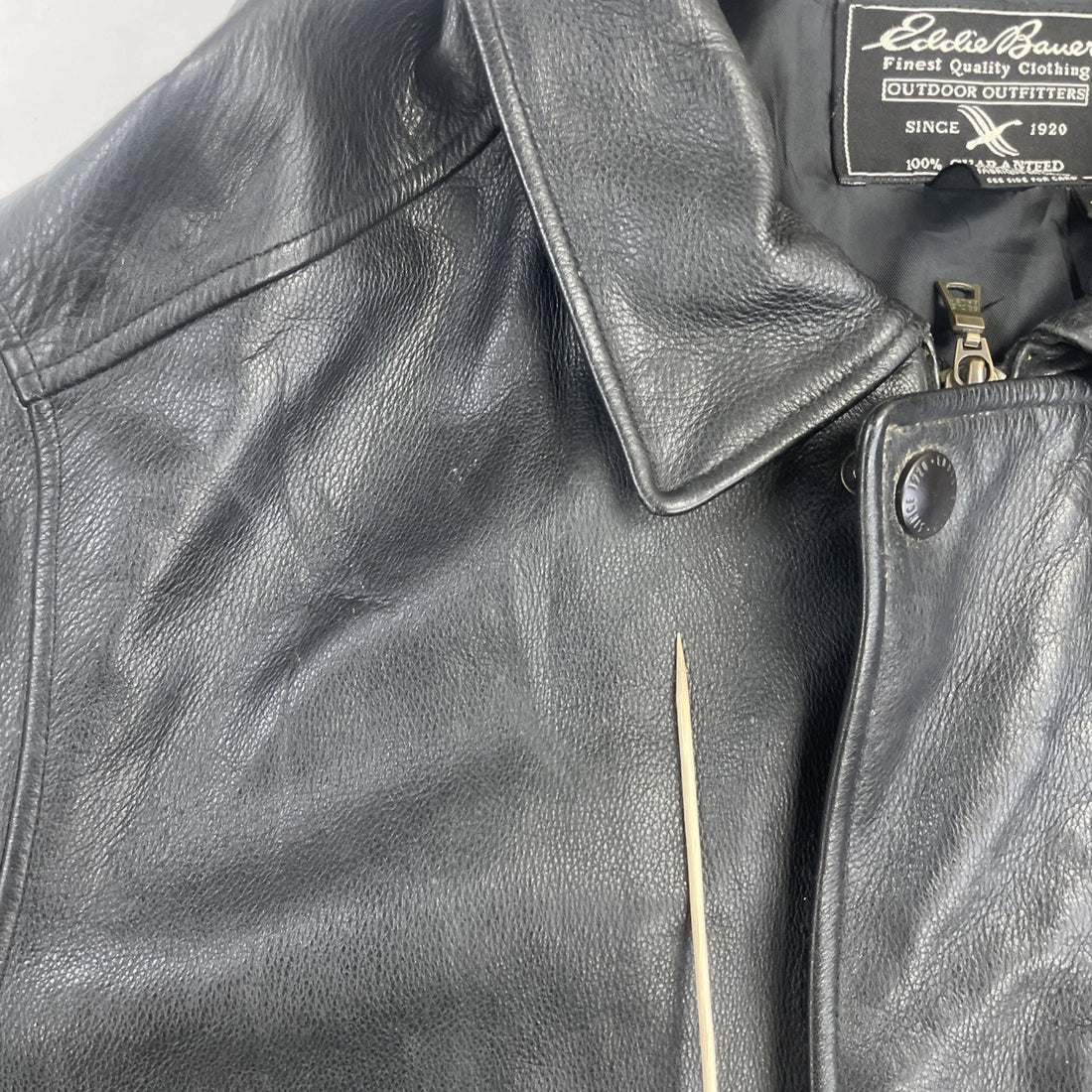 Vintage Eddie Bauer Leather Bomber Jacket Size XL Black