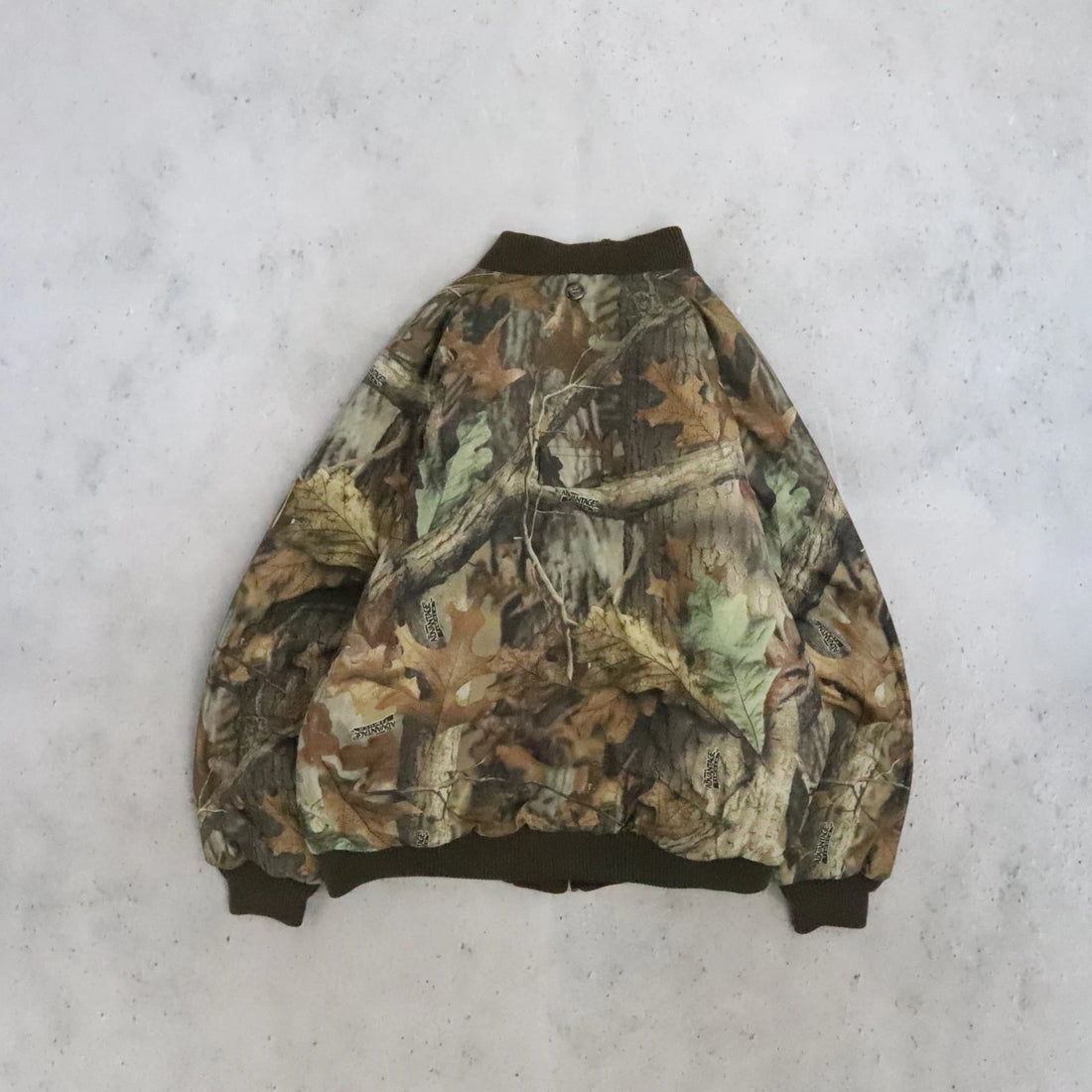 Vintage Advantage Timber Camo Bomber Jacket Size Large