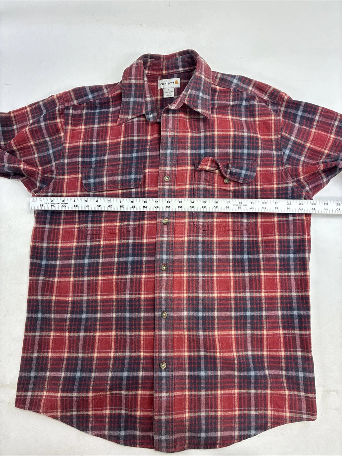 Carhartt Button Up Shirt Size Large Red Plaid