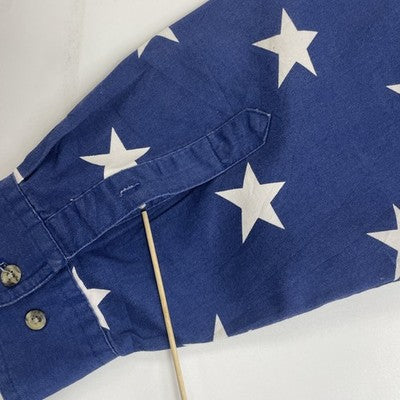 Vintage Wrangler Western USA Flag America Button Up Shirt Large All Over Print