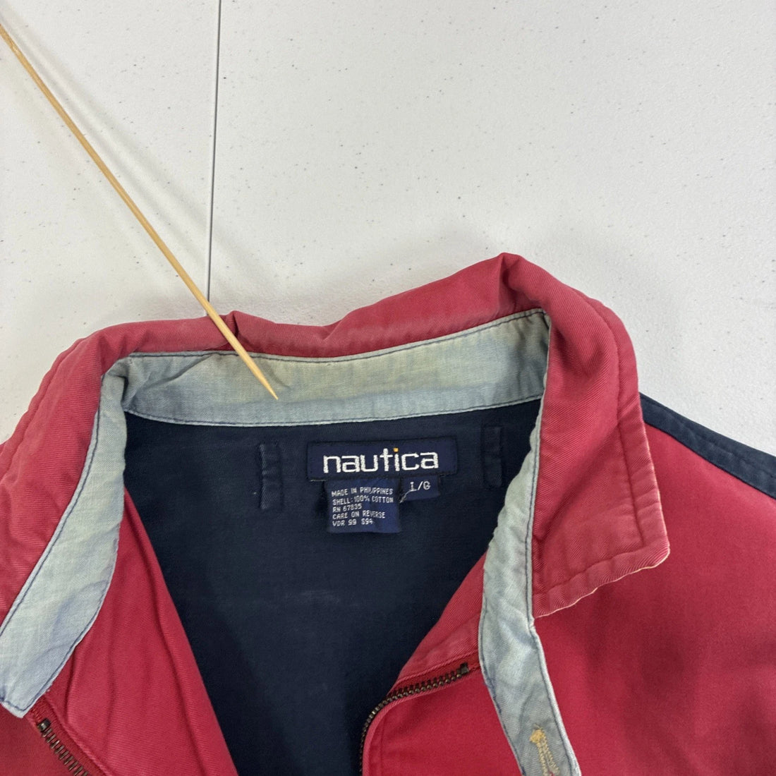 Vintage Nautica Two Tone Harrington Bomber Jacket Size Large Blue Red