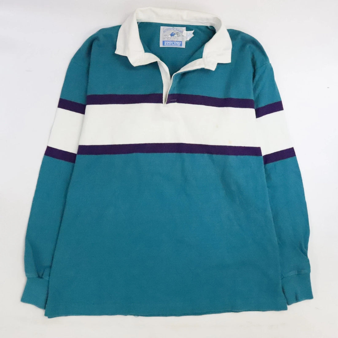 Vintage Lands End Rugby Shirt Size 2XL Striped Long Sleeve