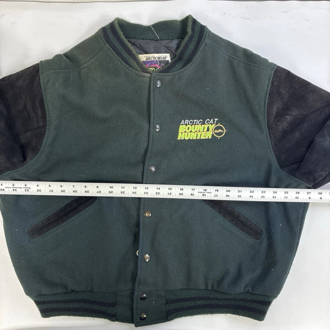 Vintage Arctic Cat Bounty Hunter Suede Wool Varsity Jacket Size Large