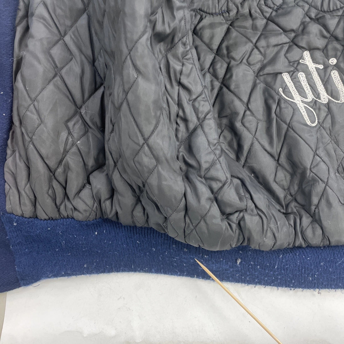 Vintage Andover Varsity Leather Wool Bomber Jacket Size 48 Blue 90s