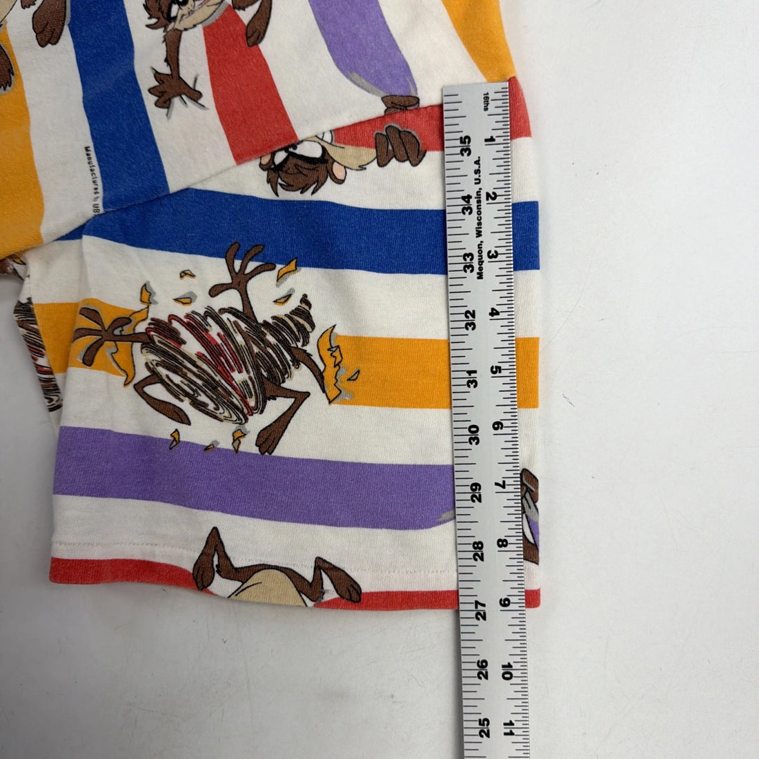 Vintage Taz Looney Tunes T-Shirt Size XL All Over Print Striped 90s