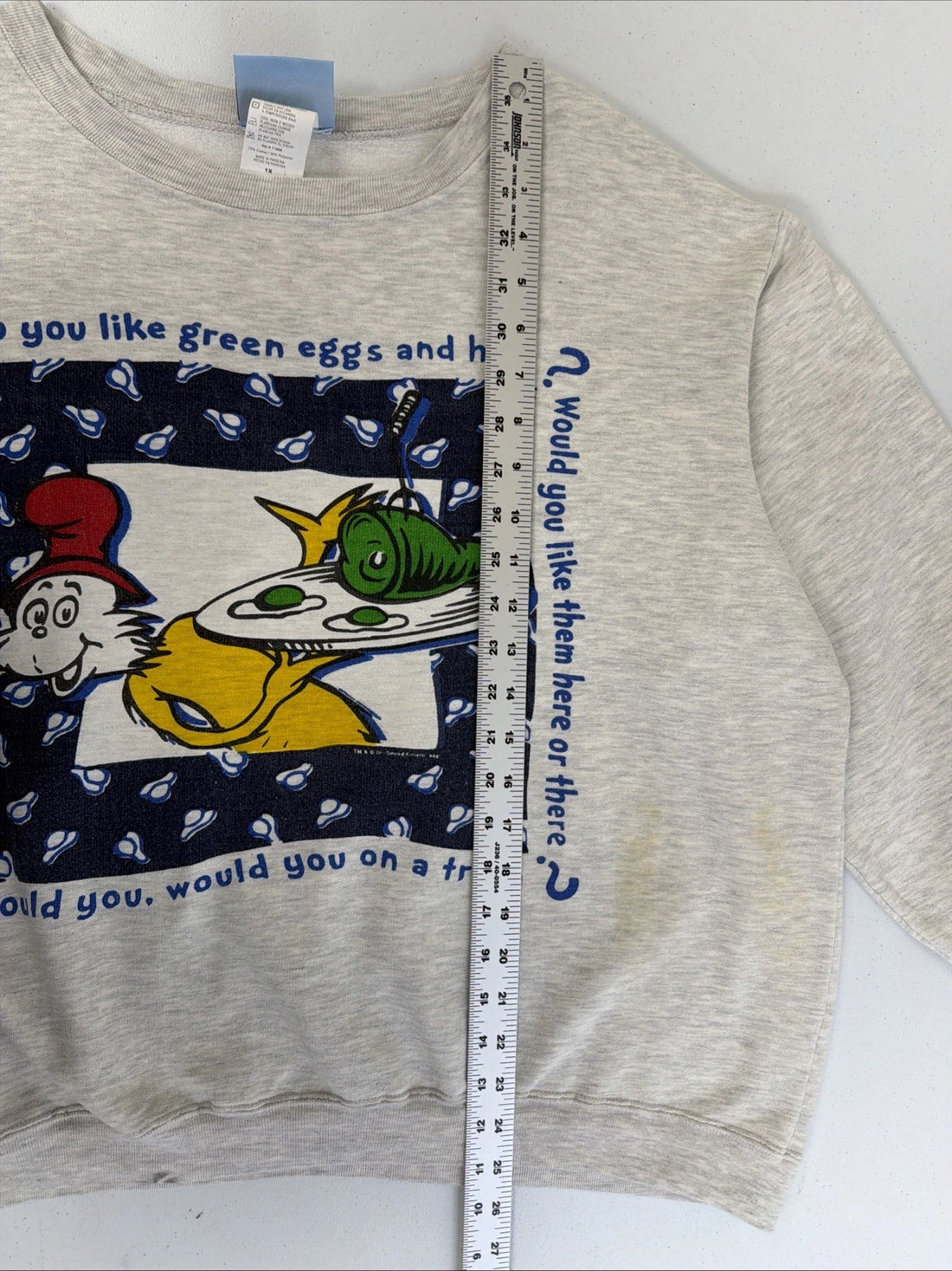 Vintage Dr. Seuss Green Eggs And Ham Sam I Am Crewneck Sweatshirt XL