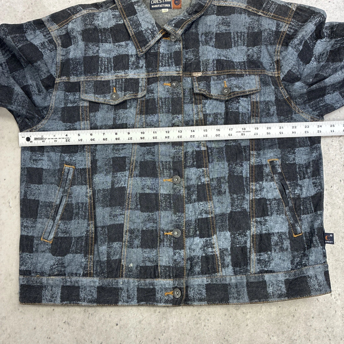 Vintage Checkered Denim Jacket Size XL Y2K