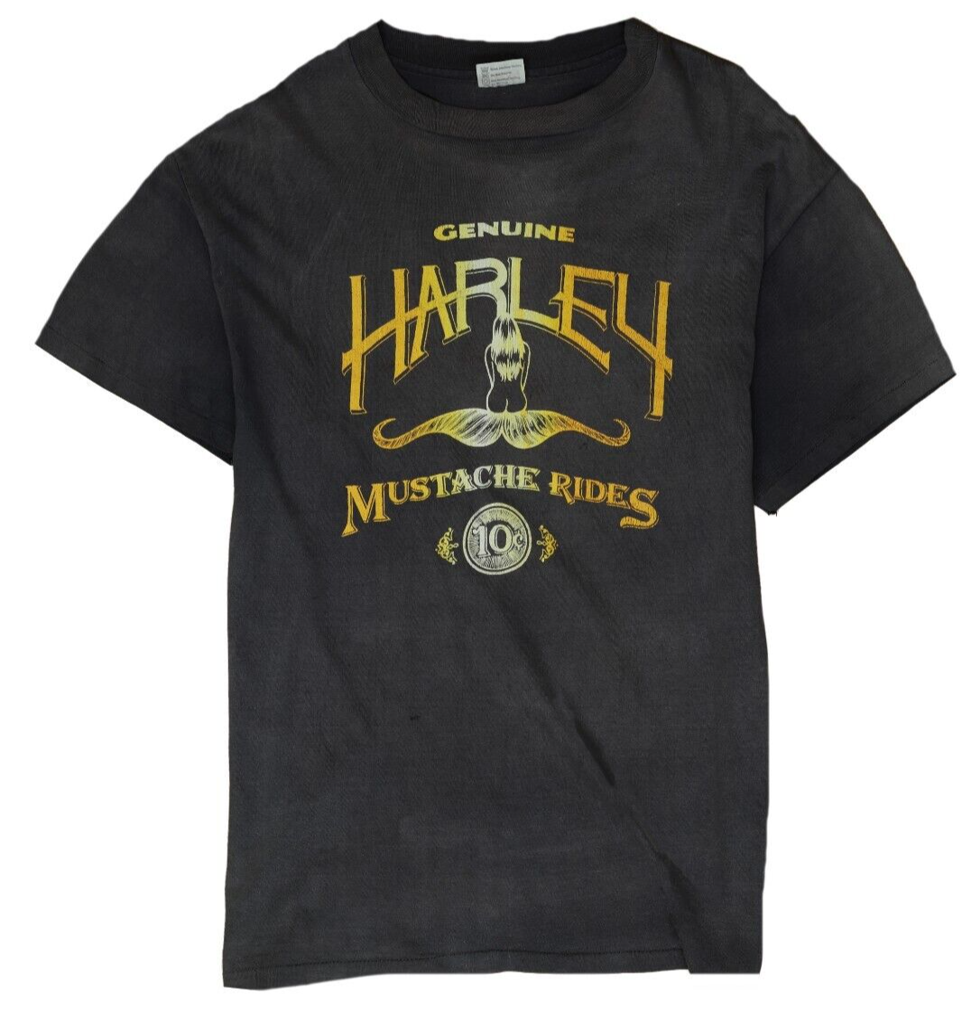 Vintage Harley Davidson Motorcycle Mustache Rides T-Shirt Size XL 80s