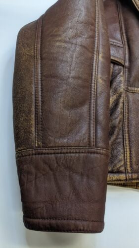 Vintage Spagnolo Leather Flight Bomber Shearling Jacket Size 50 Brown