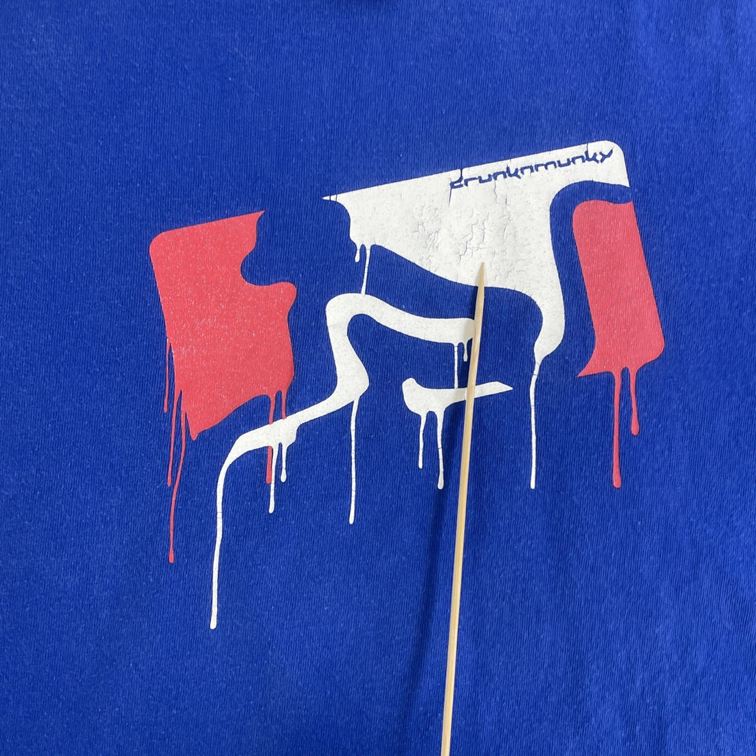 Vintage Drunkmunky Long Sleeve T-Shirt Size Medium Blue Y2K