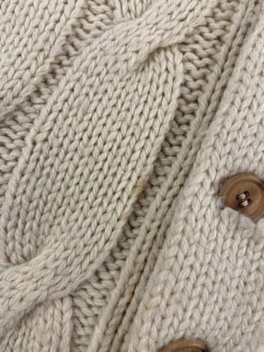 Vintage Lord Jeff Wool Cable Knit Cardigan Sweater Size Medium Beige